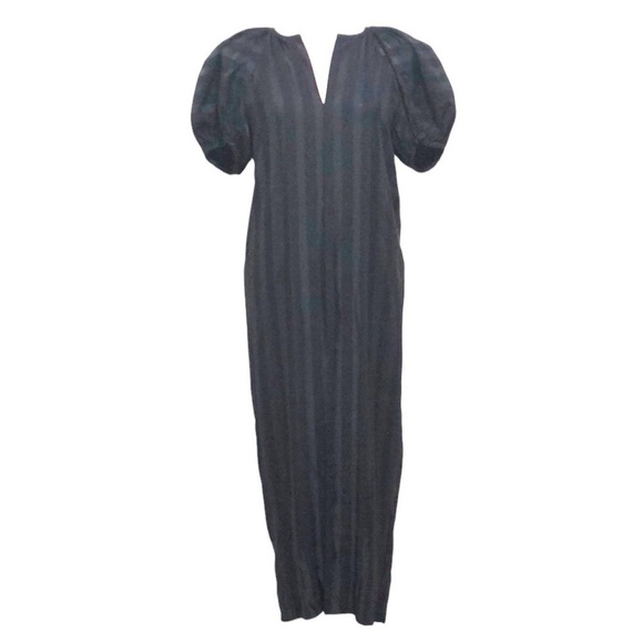 Martin Grant Striped Balloon Midi Dress Size US 4 French 36 Black Puff Sleeve - Picture 1 of 13